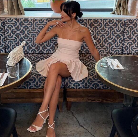 ZARA BLOGGER FAVORITE STRIPPED STRAPLESS DRESS - Picture 5 of 14